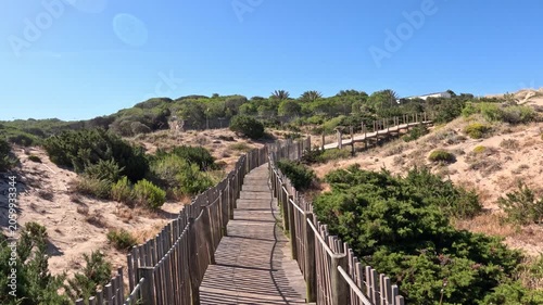 POV Walk Through the Shifting Sand Dunes of Duna da Cresmina Beside Praia do Guincho, Cascais, Portugal