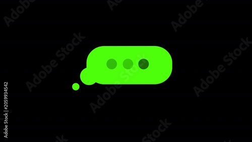 Animated Typing Indicator Chat Bubble with Loading Dots | Green Text Message Typing Animation on Black Background | Chat UI Messenger Typing Bubble Motion Graphics
