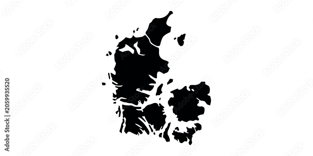 Obraz premium Black silhouette of Denmark map white background