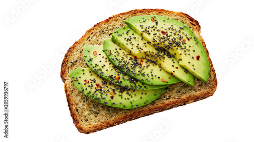 Cuadro en lienzo Whole grain toast with sliced avocado and chia seeds