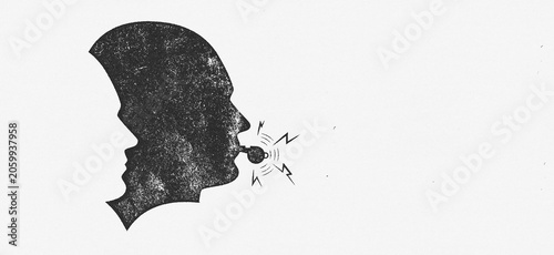 Whistleblower concept who reports fraud, abuse, corruption, waste, or dangers to public health and safety. Abstract retro printed style banner illustration of a whistleblower person, or employee