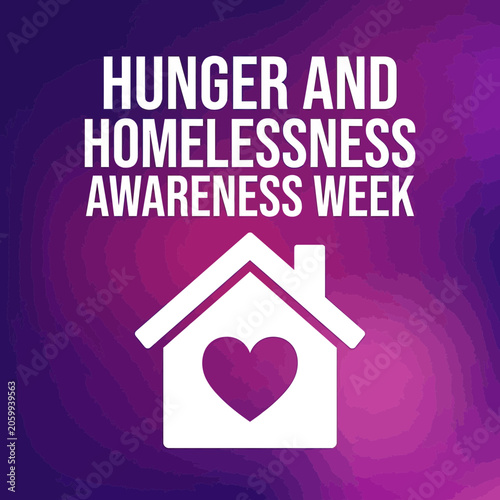 Hunger and Homelessness Awareness Week Graphic with House and Heart Icon