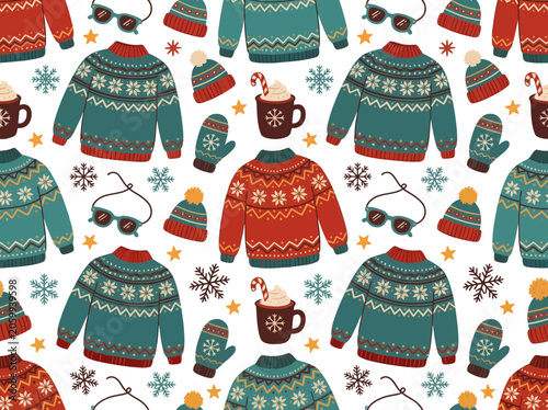 Cozy Winter Holiday Sweater Pattern with Festive Accents