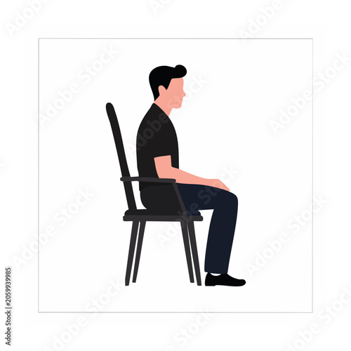 Man sitting on chair in flat design style