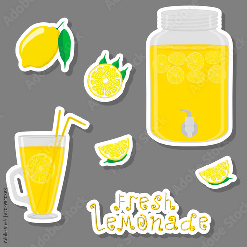 Tasty lemon lemonade in glass pitcher