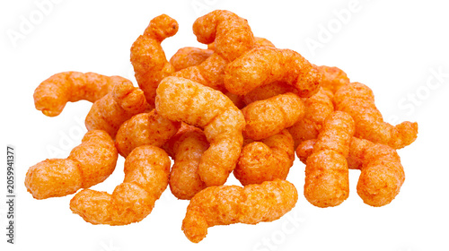 Slika na platnu Crunchy orange cheese puffed corn snacks