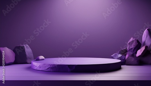 Purple Rock Podium On Purple Background With Copy Space Minimalist Design For Product Presentation D Rendering D Illustration