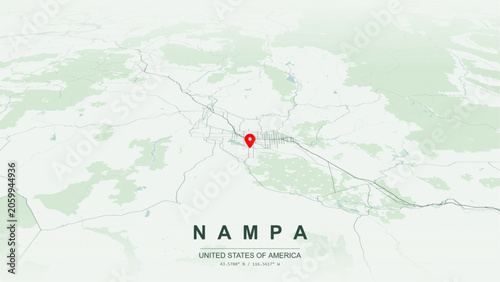 Fotografie Modern minimalist vector map of Nampa, Idaho, USA