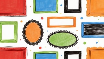 Assorted doodle sketch picture frames set on white background with illustration