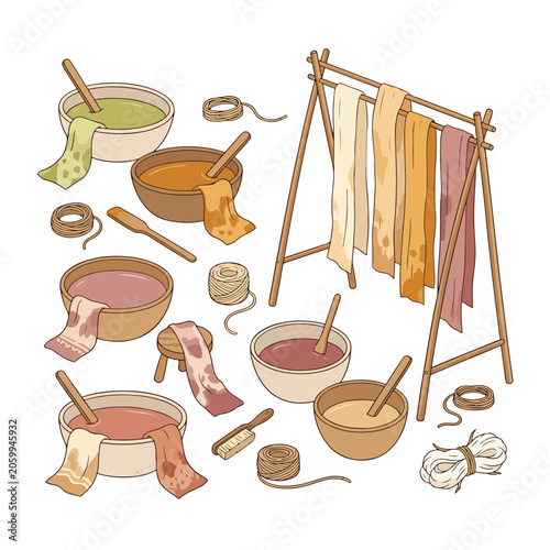 Natural dyeing process with fabrics and materials.
