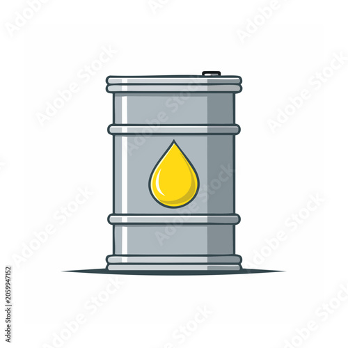 Flat design oil barrel icon with yellow droplet