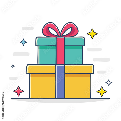 Stack of two gift boxes with ribbon and bow