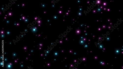 キラキラ　パーティクル　CG  ループ動画　光る　テクノロジー　宇宙　抽象的　シンプル　ファンタジー　Abstract glowing particles background.Blue and pink.Animation loop video.