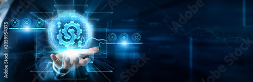Foto Systems Engineer Hand Hold Business Integration, and connected digital network,