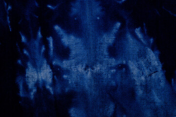 Macro view of blue tie dye fabric texture