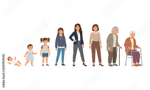 Photography Female Life Cycle Stages from Infancy to Old Age Illustration
