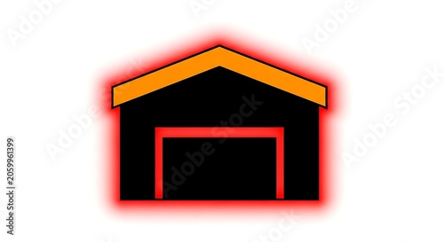 Abstract Glowing Garage Icon on White Background