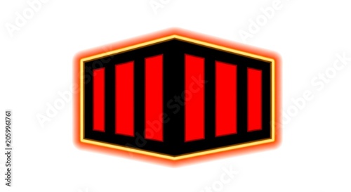 Red and Black Graphic Element with Orange Outline