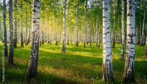 Summer Nature Birch Forest Landscape Scenic Background