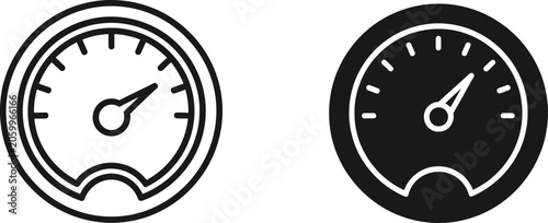 Circular gauge dial with needle indicating measurement against a white background representing speed or performance metrics