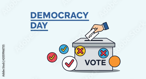 Tableau sur toile A hand casting a vote into a ballot box on Democracy Day