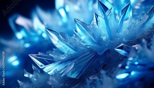 Blue Ice Crystals Macro Close Up Generative Ai