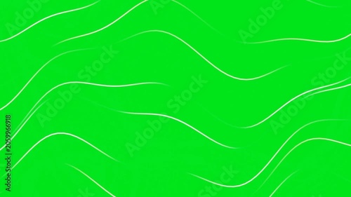 Abstract White Wavy Lines Motion on Green Screen
