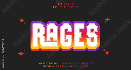 Editable text style effect - Rages text style theme.