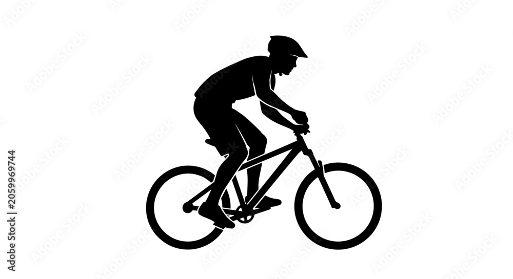 Fototapeta premium Man Riding a Bicycle Fast.