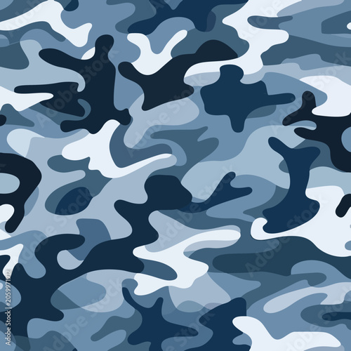 Classic naval camouflage seamless pattern with blue and gray tones vector marine military camo print ready 300 dpi