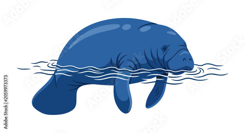 Canvastavla Gentle manatee swimming through calm water ripples