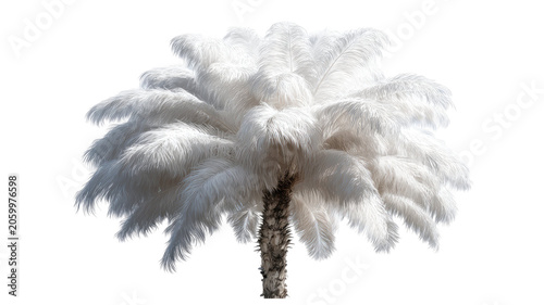 Elegant white ostrich feather palm arrangement luxurious decorative botanical display exotic plume composition isolated on white background
