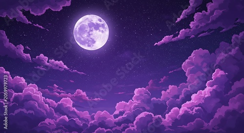 Purple Moonlight Dreamscape: Digital Painting