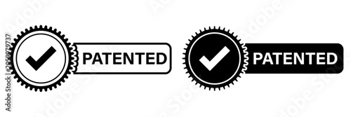 Foto Patented Certified Innovation Badge Vector Icon Set for Intellectual Property Pr