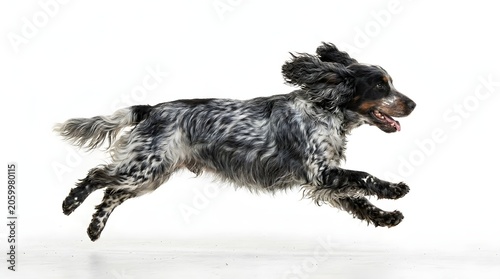 Dog running isolated on white background