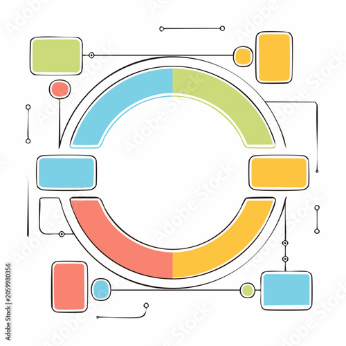 Circular Infographic Template with Colorful Segments and Boxes