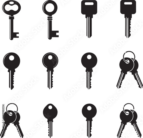 key icon set security access lock symbol collection