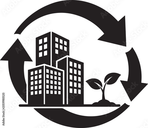 sustainable city recycling icon eco business symbol
