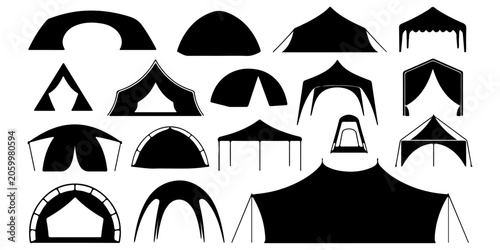 Принти на полотні Dome and Cabin Tent Symbol Pack for Recreation Design pack featuring dome, cabin
