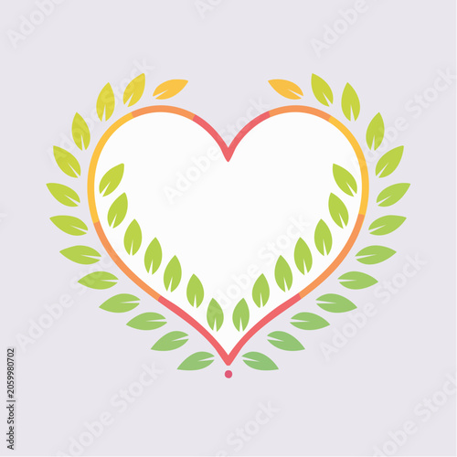 Heart shape with green leaves border