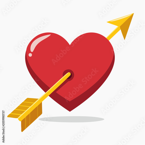 Red Heart Pierced by Golden Arrow