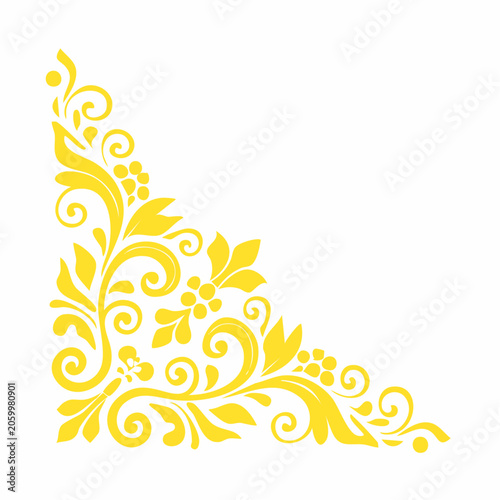 Yellow floral corner ornament