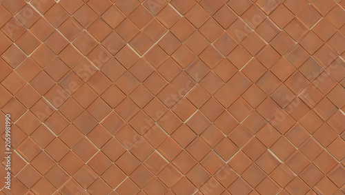 Terracotta Red Square Tile Background with Diagonal Pattern Texture