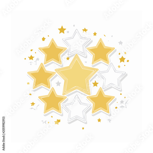 Golden stars illustration on white background