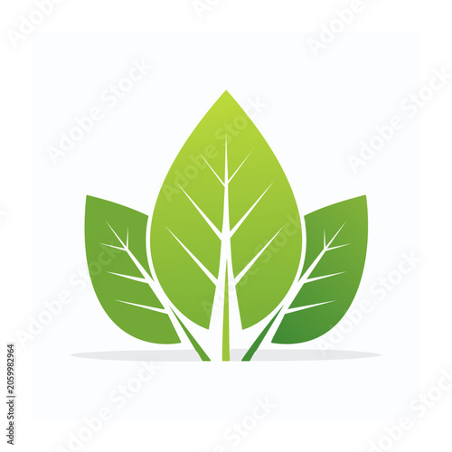Green leaf icon in flat design style