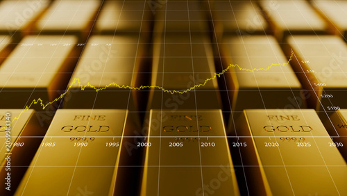 Fényképezés Gold price chart value, wealth savings asset for future invest, storage of value