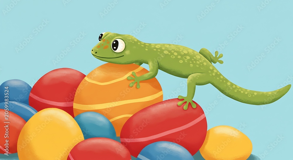 Fototapeta premium Gecko's Colorful Perch