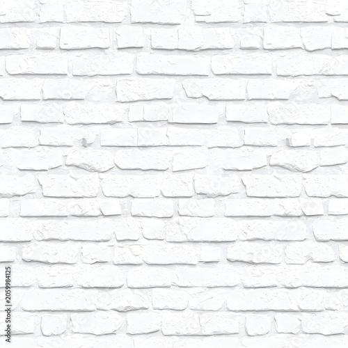 White brick wall texture background for interior design and decor