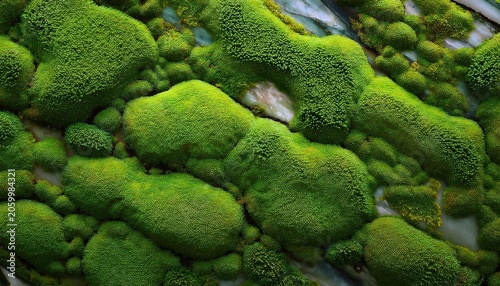 Natural Green Background Moss On Marble Art Design