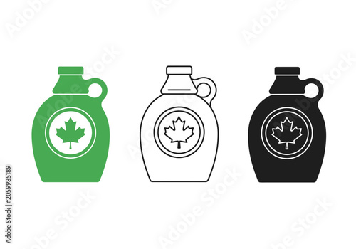 Canadian Maple Syrup Bottles Icon Set